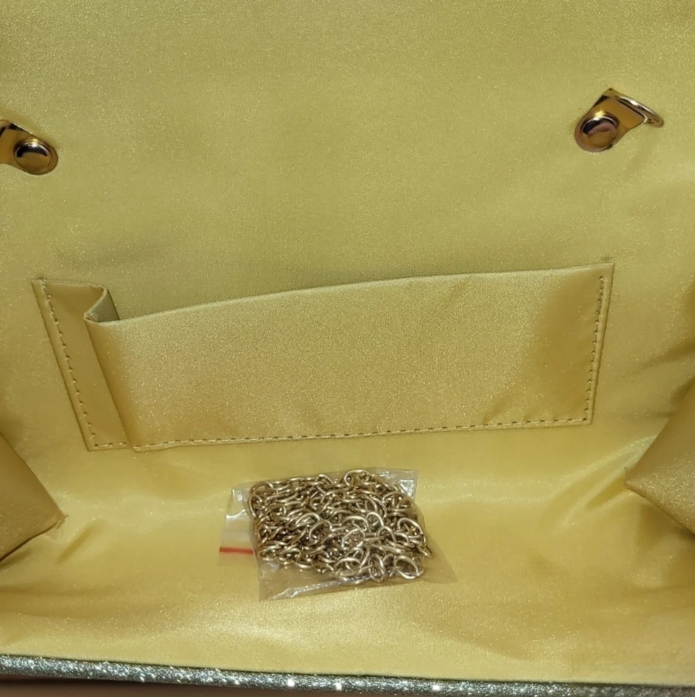 CLEARANCE! Women's Gold Glittery Evening Bag/Clutch w/Detachable Strap, NW…